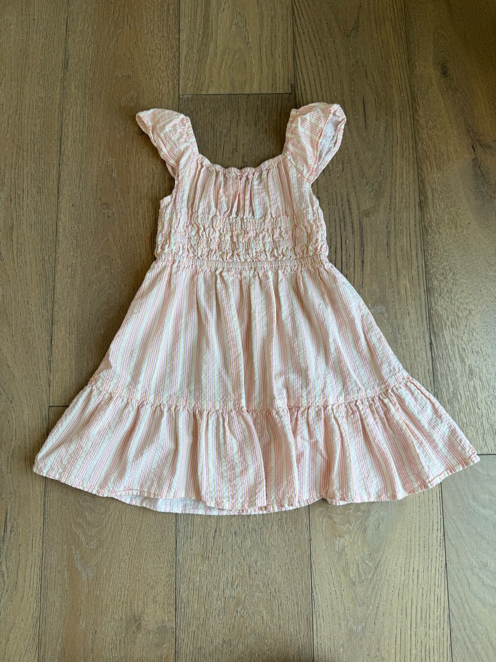 Zara girls Pink and White Striped Dress